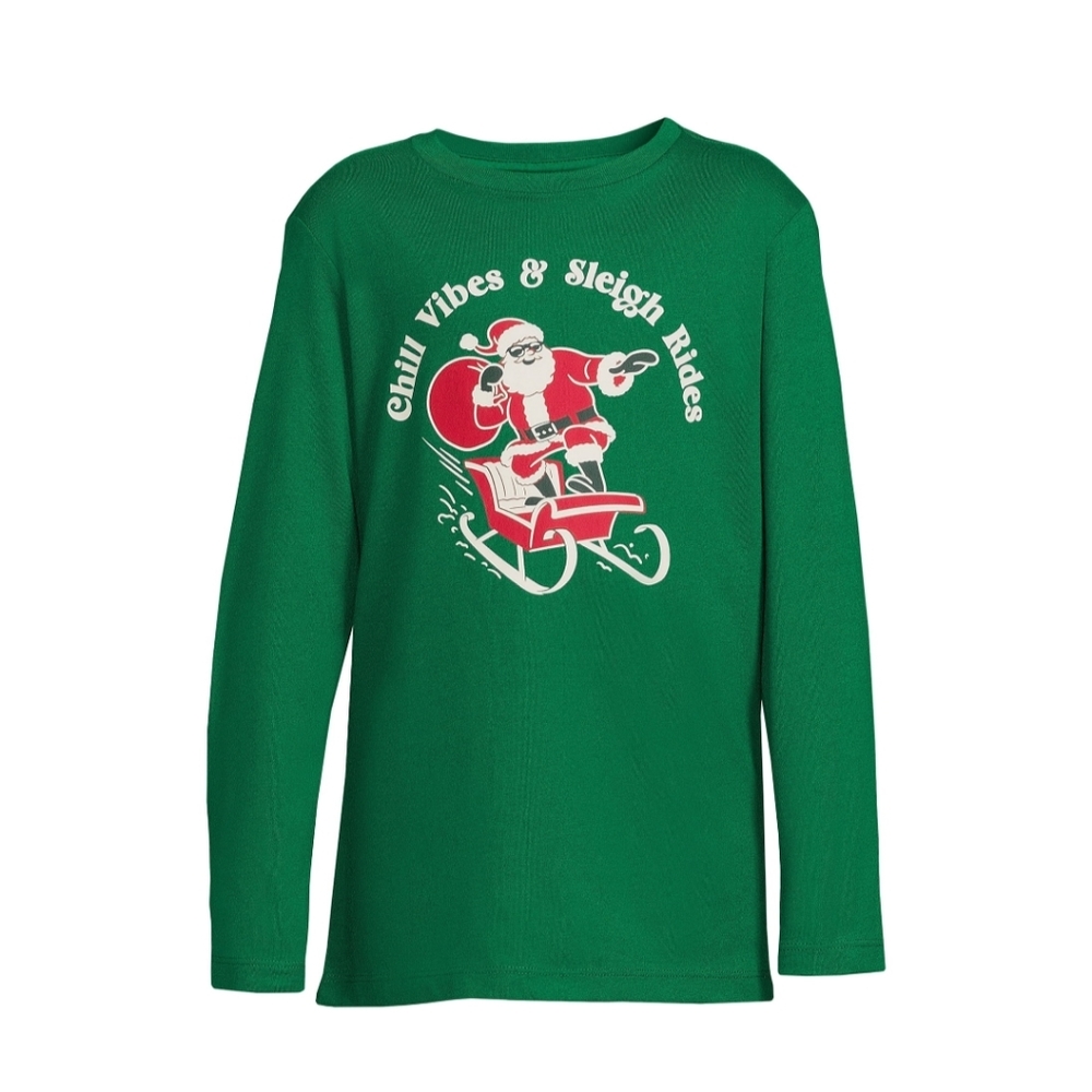 Holiday Time Boys Size Small (6-7) Long Sleeve Christmas Graphic Tee Shirt NWT